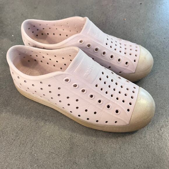 Native Shoes jefferson pink beige youth girls 1 shoes water slip on sneaker - Picture 2 of 7